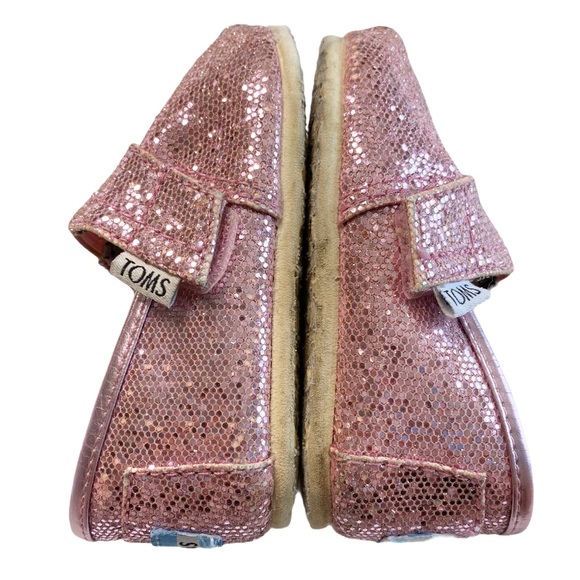 Toms ❤︎ Tiny Glitter Classic Walker Slip On Shoe Sneaker Baby Walker ❤︎ Pink - Picture 8 of 11